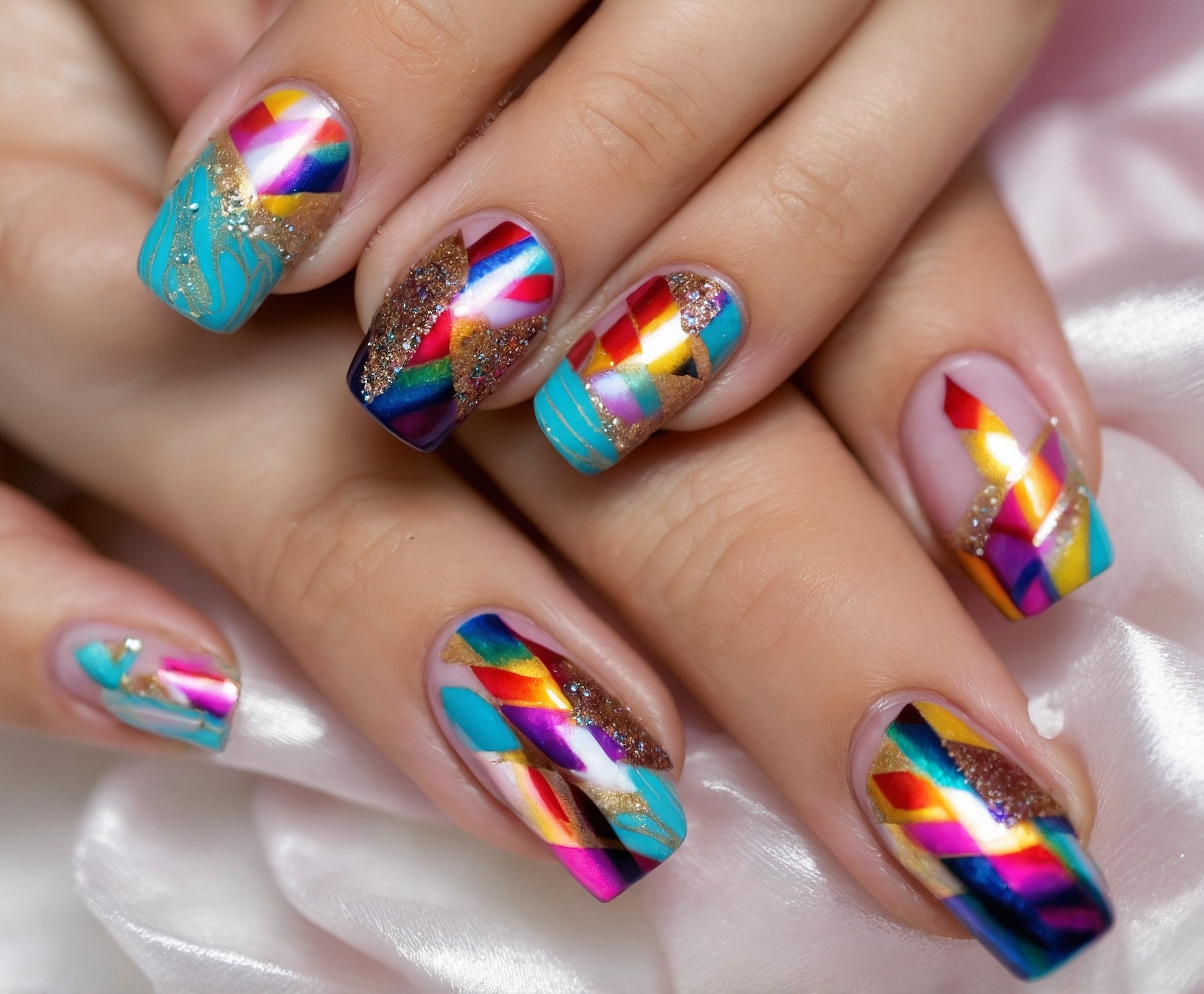 Diseños de uñas coloridos y creativos.